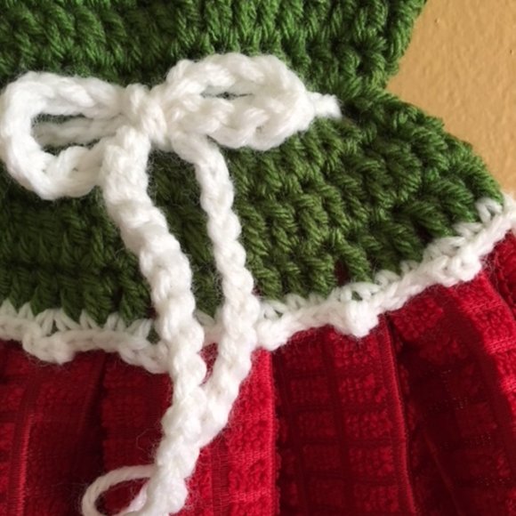 Crochet dress shape dish towels set, Holiday Gift set, Crochet Kitchen Decor - Picture 7 of 11